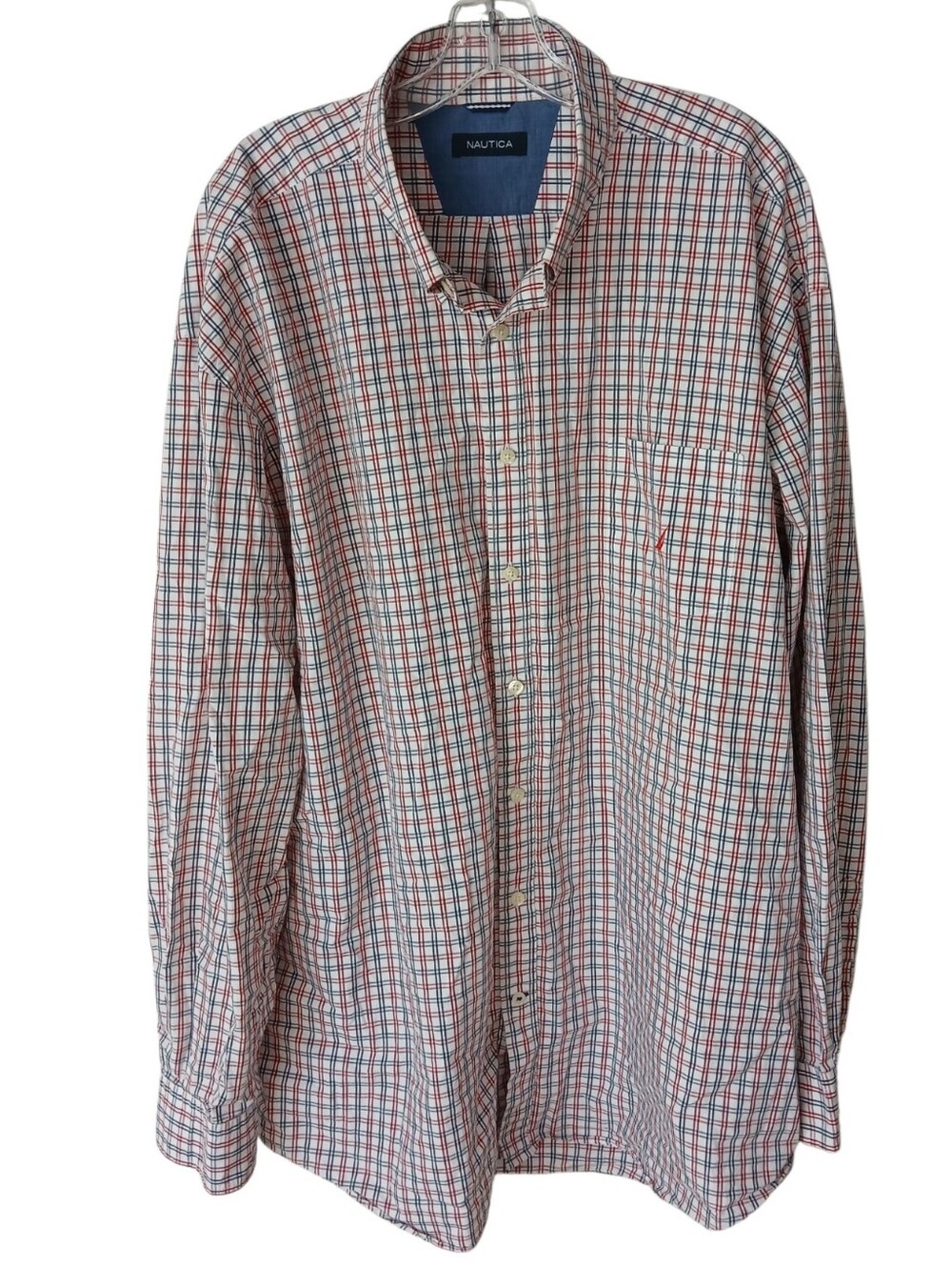 Nautica Red, White, & Blue Plaid Button-Up Shirt Size 3XL